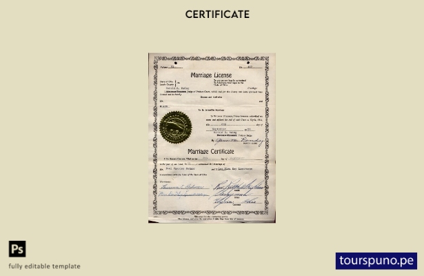 Plantilla de certificado de matrimonio del condado de Lorain de EE. UU. lista pa